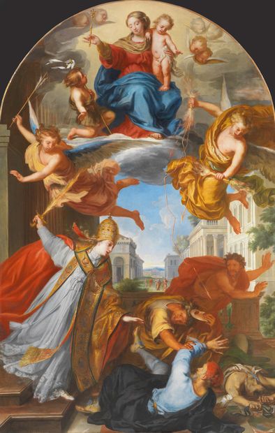 ATTRIBUÉ À MATHIEU ELIAS PEENE, 1658 - 1741, DUNKERQUE 
Allégorie de l'Église chassant...