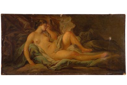 ÉCOLE FRANÇAISE, VERS 1760 ENTOURAGE DE FRANÇOIS BOUCHER 
沉睡的金星

布面油画

38 x 78 厘...
