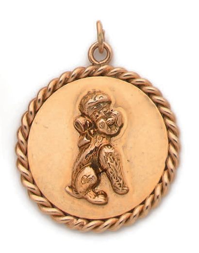 CARTIER 
PENDANT "POODLE

14k gold (585) Signed and numbered

Diameter : 2.9 cm approx....