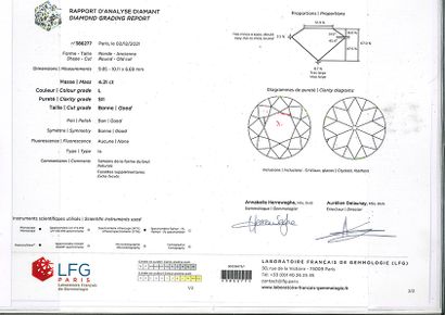 null 
OLD CUT DIAMOND

Accompanied by a simplified LFG report attesting :

Weight...