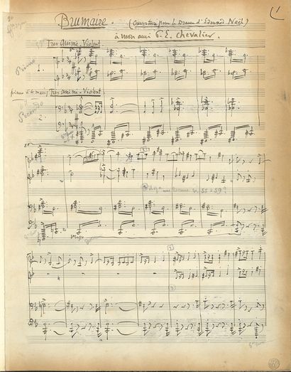 MASSENET Jules (1842-1912) AUTOGRAPHIC MUSICAL MANUSCRIPT, Brumaire (Overture for...