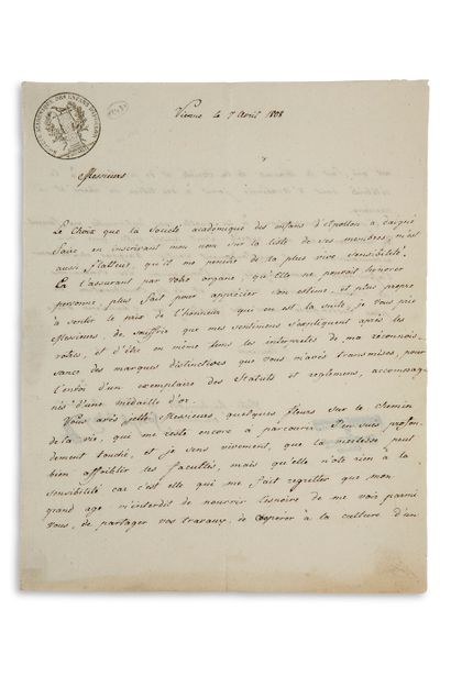 HAYDN JOSEPH (1732-1809) L.S. "约瑟夫-海顿"，1808年4月7日，维也纳，致Société académique des Enfans...