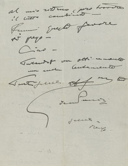 PUCCINI Giacomo (1858-1924) L.A.S. « Giacomo Puccini », Viareggio 19 août 1923, à...