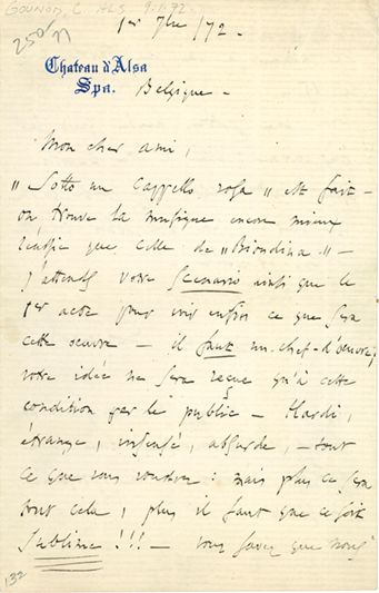 GOUNOD Charles (1818-1893) 4 L.A.S. "Ch. Gounod", Spa, London [and Paris] 1872-1876...