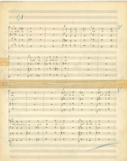 GOUNOD Charles (1818-1893) MANUSCRIT MUSICAL autographe, O filii et filiae, double...