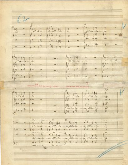 GOUNOD Charles (1818-1893) autograph musical manuscript, O filii et filiae, double...