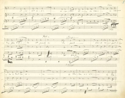DELIBES Léo (1836-1891) MANUSCRIT MUSICAL autographe signé « L.D. », Les Trois Oiseaux.
Duo...