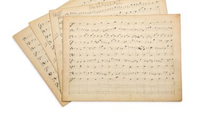 RAVEL Maurice (1875-1937) 亲笔签名的音乐手稿；18页长方形内页。
音乐学院的练习。
给出的和声和歌唱练习，可能是在
拉威尔在音乐学院的...