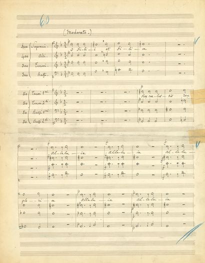 GOUNOD Charles (1818-1893) autograph musical manuscript, O filii et filiae, double...