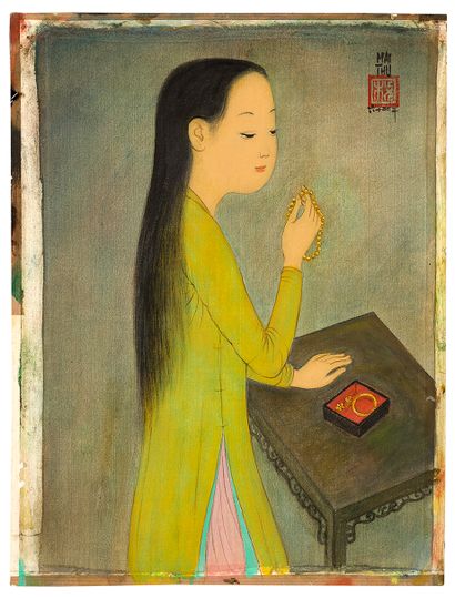 MAI trung THU (1906-1980) 
Bijoux, 1964

Encre et couleurs sur soie, signée et datée...