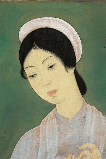 Le Pho (1907-2001) 
Jeune femme au foulard

Gouache sur papier, signée et monogrammée...
