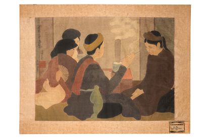 ENTOURAGE DE NGUYEN PHAN CHANH (1892-1984) 
巫师

丝绸上的水墨和色彩，左侧有签名和印章

61.5 x 84.5 cm...