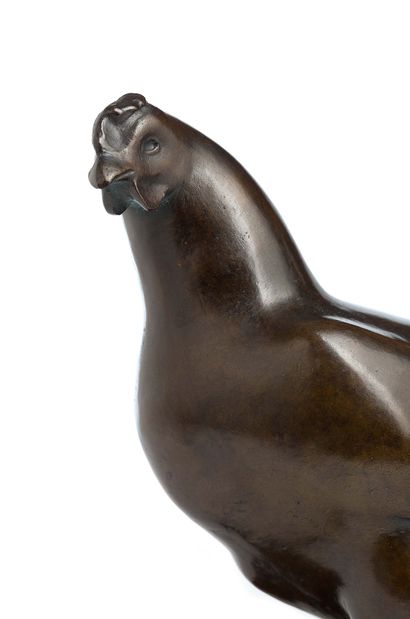 Vũ Cao Đàm (1908-2000) 
Poule

Bronze à patine brune-verte, signé et numéroté 

3/10...