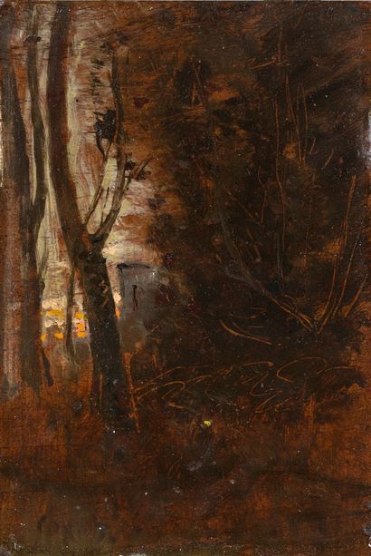 Jean-Baptiste Camille COROT (1796 - 1875) 
*晚间效应（素描），约1872-1873年

镶木板上的油画，左下方有签名

摇篮式面板上的油画，左下方有签名

21,2...