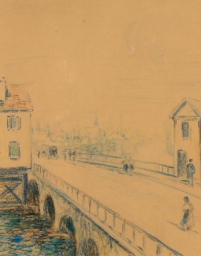 Alfred SISLEY (1839 - 1899) 
莫雷特-苏-洛林的桥，1890年

纸上彩色铅笔

右下方有签名和日期"[18]90"。

纸上彩色铅笔，右下方有签名和日期"[18]90"。

30,5...