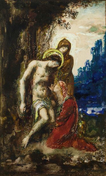 GUSTAVE MOREAU (1826 - 1898) 
圣塞巴斯蒂安获救，约1890年

纸上水彩和水粉画，左下角签名

纸上水彩和水粉画，左下角签名

17,5...