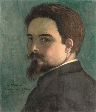 MAURICE DENIS (1870/1943) 
画家二十四岁时的自画像，1895年



布面油画

左下角有签名、日期"[18]95 "和 "Hommage...