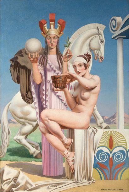 Raphaël DELORME (1885 - 1962) 
Allégorie de la Grèce, vers 1930

Huile sur toile

Signée...