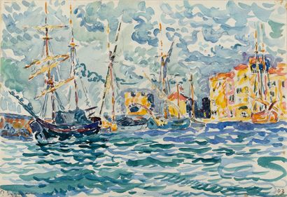 Paul SIGNAC (1863 - 1935) 
Saint-Tropez, le port, 1902

Watercolor on paper, signed...