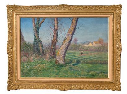 LÉO GAUSSON (1860/1944) 
在田地里

布面油画



签名：左下角有字母缩写

布面油画，左下角有艺术家的签名

38 x 55 cm -...