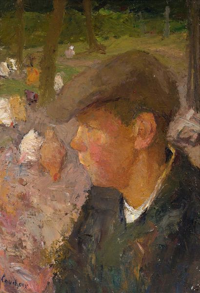 Marcel COUCHAUX (1877 - 1939) 
Garçon de profil à la casquette

Oil on canvas, signed...
