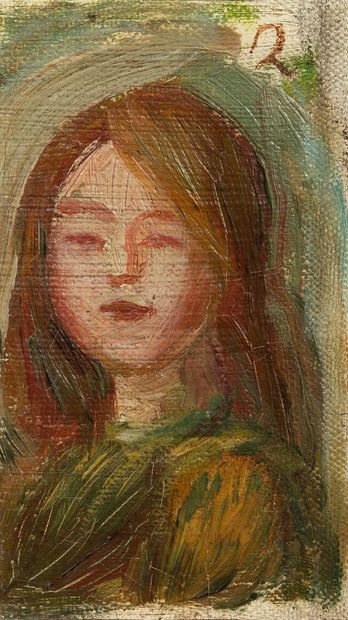 Pierre-Auguste RENOIR (1841 - 1919) 
年轻女孩在半身像



布面油画

签名：右上角有首字母

布面油画，右上方有艺术家的首字母签名

10,7...