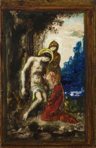 GUSTAVE MOREAU (1826 - 1898) 
圣塞巴斯蒂安获救，约1890年

纸上水彩和水粉画，左下角签名

纸上水彩和水粉画，左下角签名

17,5...
