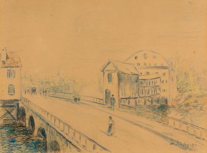 Alfred SISLEY (1839 - 1899) 
Le pont de Moret-sur-Loing, 1890

Crayons de couleur...