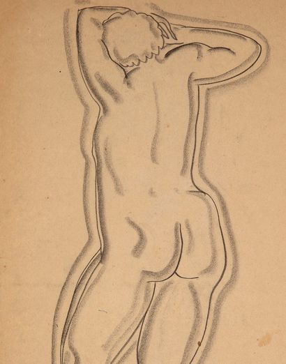 SANYU (1895-1966) 
Femme debout de dos, tête dans les bras

Pencil on paper

48,3...