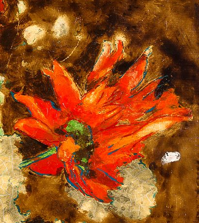 Alix AYMÉ (1894-1989) 
花瓶中的花束 

漆器和淡金色亮点，右下方有签名

50 x 29.8 cm - 19 5/8 x 11 3/4 in....