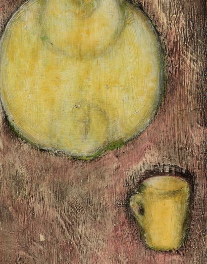 SANYU (1895-1966) La théière jaune, 1927 Huile sur toile, signée en haut à droite,...