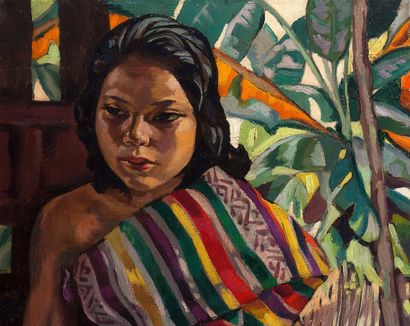 Alix AYMÉ (1894-1989) 
Laotienne devant sa paillote, 1930

Oil on canvas

78 x 54...