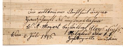 MOZART Wolfgang Amadeus (1756 - 1791) MANUSCRIT autographe d'esquisses, [1788] ;...