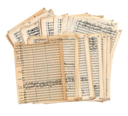 MILHAUD Darius (1892 - 1974) 音乐手稿 "Darius Milhaud "的亲笔签名，第四首
钢琴和管弦乐队协奏曲（1949年）；107页对开
...