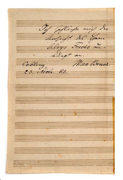 MOZART Wolfgang Amadeus (1756 - 1791) 草图的亲笔手稿，[1788]；1页长方形的4页（约21.5 x 28.5厘米；中间的折叠处裂开，书脊上有粘合剂修复的痕迹）。
美丽的一页，为赋格曲和两个大炮的草图。
这张12格的乐谱，仅在直页上用不同的棕色墨水书写，阿兰-泰森在他的《WasserzeichenKatalog》中把它列为第95号（Neue...