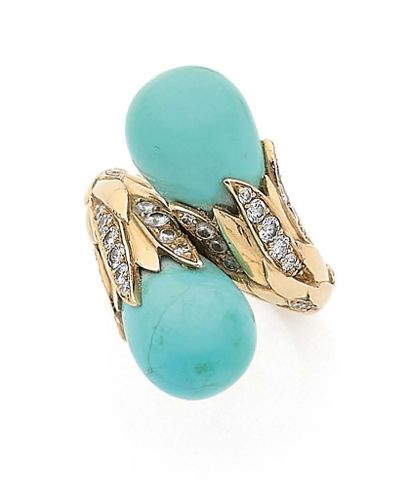 VAN CLEEF & ARPELS BAGUE « TOI & MOI »
Turquoises, diamants taille brillant
Or 18k...