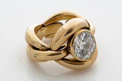 RENE BOIVIN BAGUE « SOUPLE »
Diamant taille brillant
Or 18k (750)
Signée
Td. : 50/Pb....