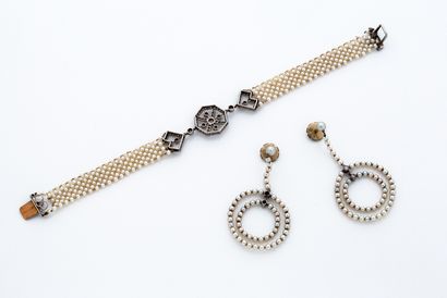 null ENSEMBLE « PERLES FINES »
Bracelet et pendants d'oreilles
Perles fines, diamants...