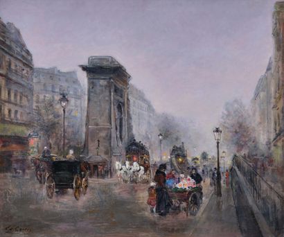 Edouard CORTES (1882-1969) La Porte Saint-Denis, Paris Huile sur toile Signée en...