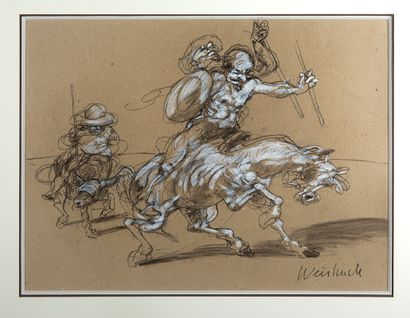 Claude WEISBUCH (1927-2014) 
Don Quichotte et Sancho Panza

Crayon et gouache sur...