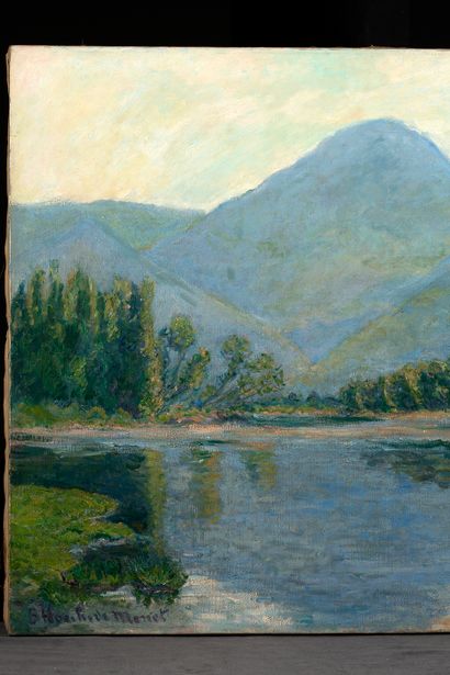 Blanche HOSCHEDE-MONET (1865-1947) Le lac du Bourget Huile sur toile Signée en bas...