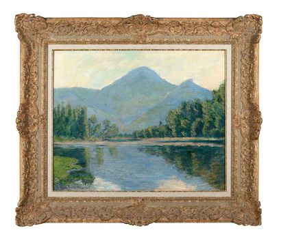 Blanche HOSCHEDE-MONET (1865-1947) Le lac du Bourget Huile sur toile Signée en bas...