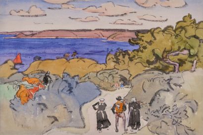 Jules-Emile ZINGG (1882-1942) Printemps en Bretagne Aquarelle et encre sur papier...