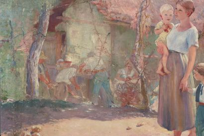 Henri-Édmond CROSS (1856-1910) 
海边的普罗旺斯风景，约1885-1889年

布面油画 

背面有画布制造商 "Paul Foinet/...