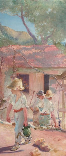 Henri-Édmond CROSS (1856-1910) 
海边的普罗旺斯风景，约1885-1889年

布面油画 

背面有画布制造商 "Paul Foinet/...