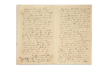 GAUGUIN Paul (1848 - 1903) L.A.S. «P. Gauguin» avec dessin, [octobre-novembre 1882],...