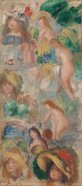 Pierre-Auguste RENOIR (1841 - 1919) Étude de personnages Huile sur toile Signée en...