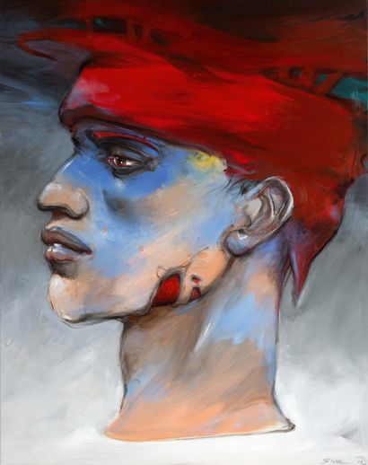 Enki BILAL (né en 1951) « Oxymore Skin 3 » Acrylique de couleur sur toile. Signée...