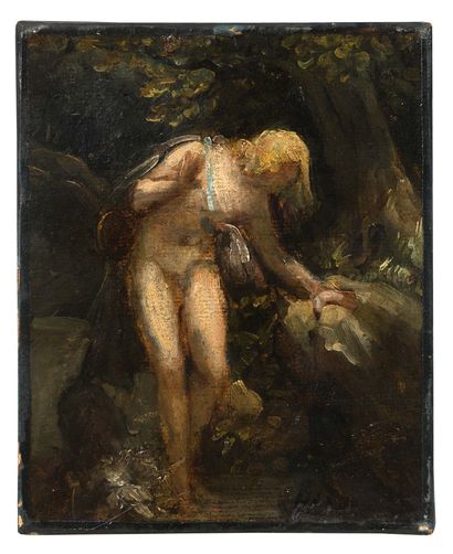 Théodore GÉRICAULT (Rouen, 1791 - 1824, Paris) Narcisse se mirant dans l'eau ou Le...