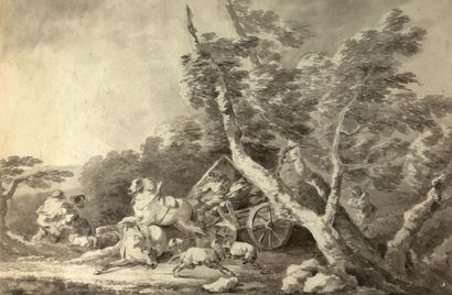 Francesco Giuseppe CASANOVA (Londres, 1727 - 1803, Mödling) Le coup de vent Lavis...